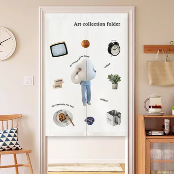 Креативная американская иллюстрация Дверные занавески в спальне, кухонная перегородка, вход в дом, ресторан, Подвесное украшение из полупрозрачных штор