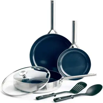 Кухонная посуда Тройная стальная Керамическая посуда с антипригарным покрытием, Набор кастрюль и сковородок, 6 предметов, кухонные принадлежности, подарки для друзей и семьи, готовка