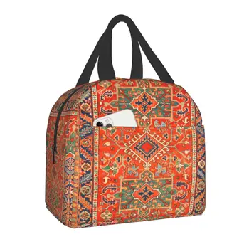 Богемный геометрический персидский ковер с принтом, изолированная сумка для ланча, Герметичный термоохладитель, турецкий этнический ланч-бокс Kilim для женщин и детей
