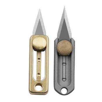 Портативный двухтактный нож, Латунь/ Титан, EDC Брелок для ключей, Распаковка, Мини-инструмент для приготовления пищи, резки, Карвинга, кемпинга, пилинга, подарка