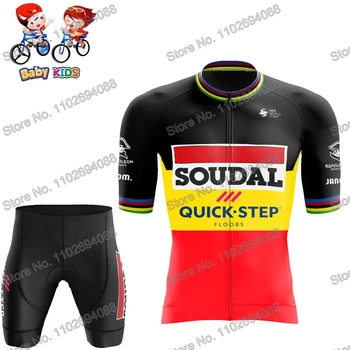 Детский комплект из джерси для велоспорта Soudal Quick Step 2023 для мальчиков, летняя велосипедная одежда, рубашка для шоссейного велосипеда с коротким рукавом, костюм, велосипедные шорты MTB