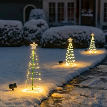 Солнечная Рождественская елка на открытом воздухе Садовая подставка Садовый светодиодный наземный светильник Строка Saterproof IP65 Звездный фонарь Декоративный свет