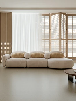 Тканевый диван для гостиной, простое двустороннее сиденье, кремовый стиль, дизайнерский размер, комбинация углов