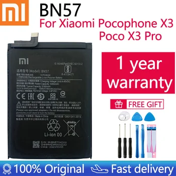 Оригинальный аккумулятор Xiao mi BN57 Емкостью 5160 мАч для телефона Xiaomi Pocophone X3 Poco X3 Pro, сменные батареи Bateria + инструменты