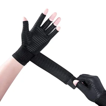 1 пара компрессионных перчаток от артрита с ремешком для запястного канала Нескользящие износостойкие удлиненные дышащие перчатки без пальцев