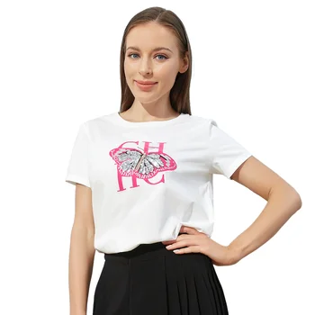 Женская весенне-летняя футболка с коротким рукавом, футболка с вышивкой, женская мода для отдыха, женская футболка с коротким рукавом s-XXXL