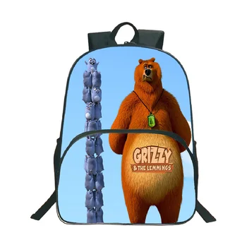 Рюкзак Naughty Grizzly And The Lemmings Для девочек И Мальчиков, Школьная сумка Sunny Grizzly Bear Большой Емкости, Рюкзак Для Путешествий, Mochila Student