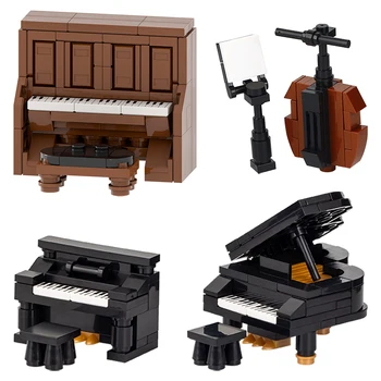 Серия мебели для дома, строительные блоки для фортепиано, модели западных музыкальных инструментов, кирпичи, обучающие игрушки для сборки в подарок детям