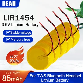 5-20 ШТУК LIR1454 LIR 1454 3,6 В Литиевая Аккумуляторная Батарея С 2 Проводами Для Беспроводной Bluetooth-Гарнитуры TWS Li ion Button Cell