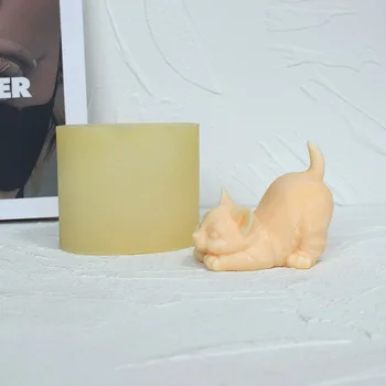 Симпатичный Эмульсионный Ленивый Кот Силиконовая форма для свечей Кошка Мышь Ароматерапия Гипсовое Мыло Форма для выпечки шоколадной помадки
