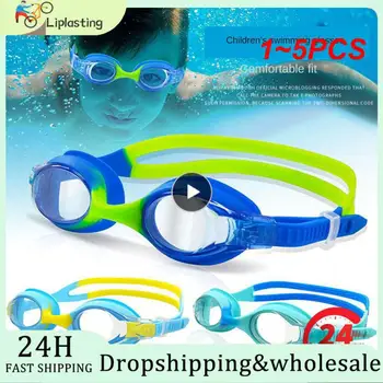 1 ~ 5ШТ Профессиональных красочных детских силиконовых очков для плавания, Противотуманных УФ-очков для плавания, водонепроницаемых силиконовых очков для плавания