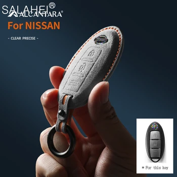 Чехол для дистанционного ключа автомобиля из Алькантары и замши для Nissan Qashqai Pathfinder Versa Tidda Murano Rogue X-Trail Keychain