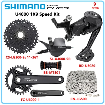 Набор скоростей SHIMANO CUES U4000 1X9 для горного Велосипеда RD-U3020/U4020 Комплект Переключателей CN-LG500 Цепь CS-LG300 Кассета 11-36 T/41 T