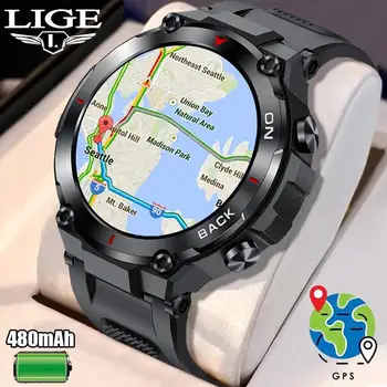 LIGE Новые смарт-часы с GPS для мужчин для фитнеса на открытом воздухе Спортивные часы для мужчин Водонепроницаемые 24-часовые Сердечные Ритмы Монитор кислорода в крови Умные часы