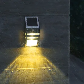 2023 Светодиодная солнечная лампа Наружные водонепроницаемые солнечные фонари Солнечный свет 3-5-метровый датчик человека Настенный светильник для сада улицы двора дорожки