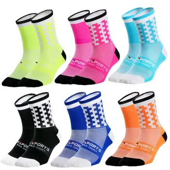 Профессиональные велосипедные носки MTB Flash Design, мужские женские дышащие велосипедные носки, гоночные носки, дорожные носки, Спортивные носки для отдыха с надписью