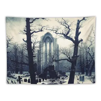 Монастырское кладбище под снегом от Каспара Дэвида Фридриха, Гобеленовый декор для спальни, вещи для комнаты