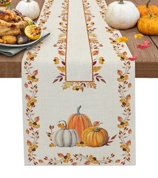 Осенняя тыква, Кленовый лист, настольная дорожка, декор для кухонного обеденного стола, Скатерть, декор для свадебного праздника, настольная дорожка