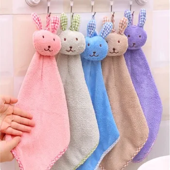 Креативное полотенце с милым кроликом, утолщенное и подвешиваемое, супер впитывающее полотенце для рук, полотенце для рук, подвесное полотенце для уборки кухни