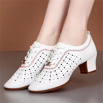 Современная танцевальная обувь, уличная обувь для бальных танцев, летняя белая танцевальная обувь с двухточечной мягкой подошвой, женская танцевальная обувь для взрослых