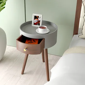 Прикроватный столик в скандинавском стиле на 3 ножках, деревянная тумбочка для спальни, легкий Роскошный Простой Маленький Круглый столик, настольные шкафчики, журнальный столик