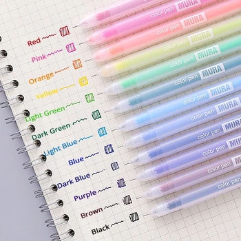 Набор цветных гелевых ручек 12 шт., шариковая ручка Kawaii blue 0,5 мм для журнала, милые школьные принадлежности