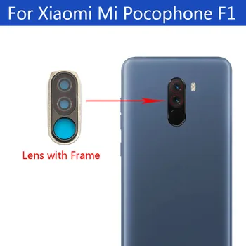 5 шт./лот Оригинальный стеклянный объектив камеры с заменой ленты для Xiaomi Pocophone F1 Стекло задней камеры с рамной крышкой Корпус