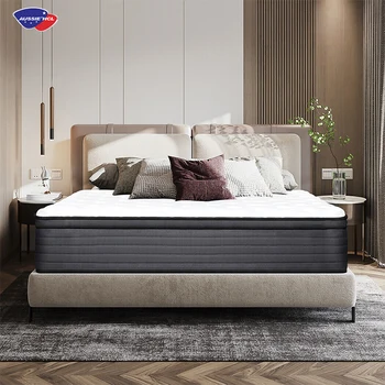 7-зонная двуспальная кровать с пружинным матрасом pocket spring, матрас с эффектом памяти из высококачественного охлаждающего геля из вискозы и натурального латекса