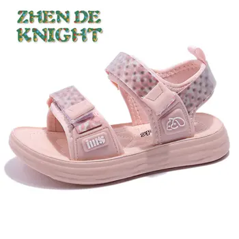 Сандалии с открытым носком для девочек 2023 г., Обувь принцессы на мягкой подошве для маленьких девочек, Модная повседневная детская пляжная обувь