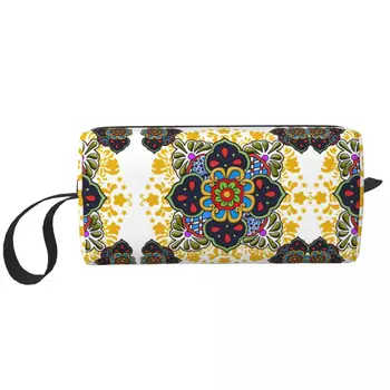 Мексиканская цветочная сумка для туалетных принадлежностей Talavera, Органайзер для косметики в стиле народной керамической плитки, женские сумки для хранения косметики Dopp Kit Box Case