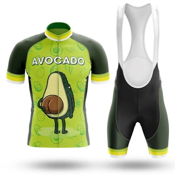 2023 Мужской комплект из джерси с авокадо для велоспорта, нагрудник, шорты, костюм, Велосипедная одежда, Комплекты одежды для горных шоссейных велосипедов MTB