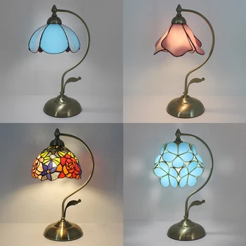 Винтажные настольные лампы из витражного стекла Tiffany для украшения гостиной Средиземноморская турецкая Ретро настольная лампа ночные светильники для спальни