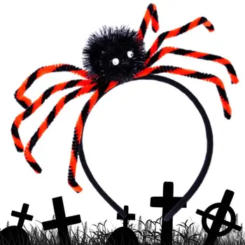 Повязка на голову с пауком на Хэллоуин, Жуткая повязка на голову с пауком для костюмированных вечеринок, Хитрый реквизит, повязка на голову с пауком/ Браслет-пощечина/ Брошь Для