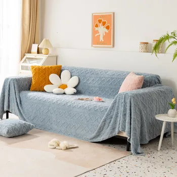 Плюшевый Жаккардовый диван с полным покрытием, покрывало для дивана, современное однотонное полотенце для дивана, Универсальная пылезащитная подушка, вязаное одеяло