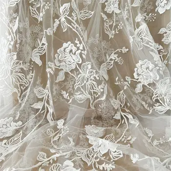 Шелковая нить, блестки, сетка, вышивка, кружевная ткань, свадебное платье, цветок, кружевные аксессуары сетчатая ткань шелковая ткань