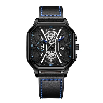 Мужские необычные роскошные дизайнерские часы с квадратным циферблатом 2023, модный спортивный календарь, кварцевые часы для мужчин, наручные часы Montre Homme
