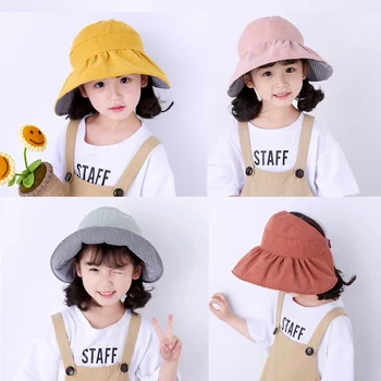 2023 Новая детская солнцезащитная шляпа для девочек, корейская солнцезащитная шляпа, УФ-летняя широкополая шляпа, милая спортивная шляпа