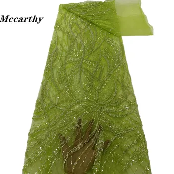Кружевная ткань Mccarthy в африканском стиле, расшитая бисером, 2023 Высококачественная кружевная ткань Sequence, Французская Нигерийская кружевная ткань для свадебного платья