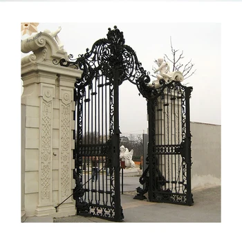 Простой дизайн садовых старинных больших железных ворот с декоративным покрытием craft NTIRG-019L