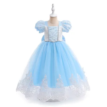 Рукава-фонарики Princess Blue, детский карнавальный костюм для косплея на Хэллоуин, Нарядная рождественская одежда для детей от 3 до 10 лет