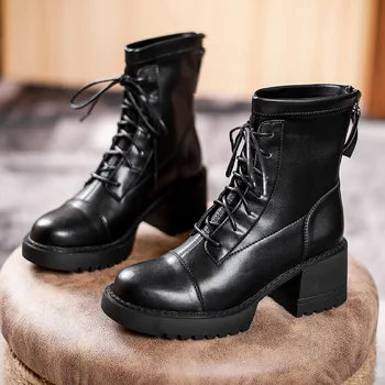2023 Осень/ зима, новые женские короткие ботинки Martin в британском стиле на толстой подошве w-0c056