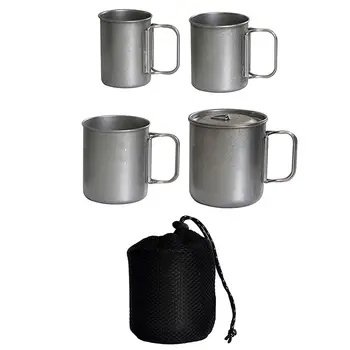 4x Чашка для воды, Многофункциональная портативная походная чашка, чайник, Кружки для чая и кофе с крышкой для пеших прогулок, путешествий, приготовления пищи на костре