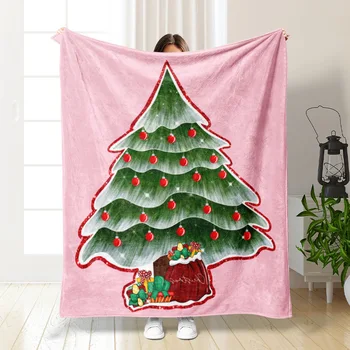 Розовое Фланелевое одеяло с Рождественским Мультяшным рисунком Теплые Мягкие Праздничные Одеяла из кораллового флиса Покрывало Зимнее для ног