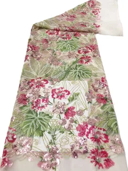 Новинка 2023 года Изысканная ткань с цветочной вышивкой, французский тюль с блестками, модная юбка для вечерних платьев