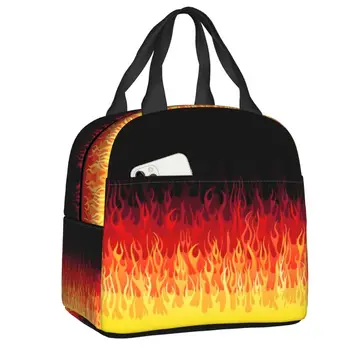 Сумка для ланча Red Burning Fire Racing Flames, Герметичный термоохладитель, Изолированный Ланч-бокс для женщин, детские сумки для еды для пикника