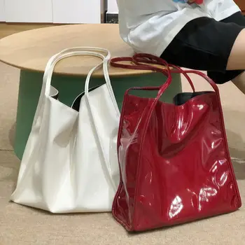 Модная дизайнерская женская сумка через плечо из мягкой лакированной кожи, женские сумки большой емкости, женские повседневные сумки-тоут для покупок