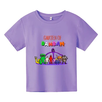 Футболка с принтом Garten of Banban Game, Повседневная летняя футболка из 100% хлопка, Детские футболки Kawaii для мальчиков и девочек, Удобные Мягкие футболки
