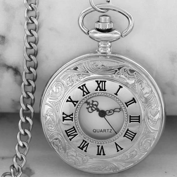 Роскошные Изысканные Серебряные кварцевые карманные часы для мужчин и женщин в стиле стимпанк, винтажные карманные часы с цепочкой-брелоком, дропшиппинг