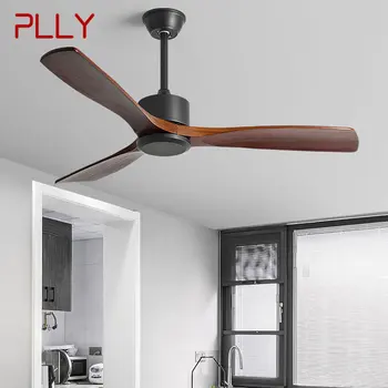 Современный потолочный вентилятор PLLY с лампой, винтажные деревянные светильники в американском стиле, светодиодный пульт дистанционного управления для дома, спальни, гостиной
