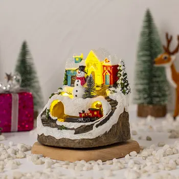 Рождественские фигурки Санта-Клауса из смолы с подсветкой и музыкой, светящийся музыкальный орнамент, тематика фестиваля на батарейках, прекрасные подарки для детей